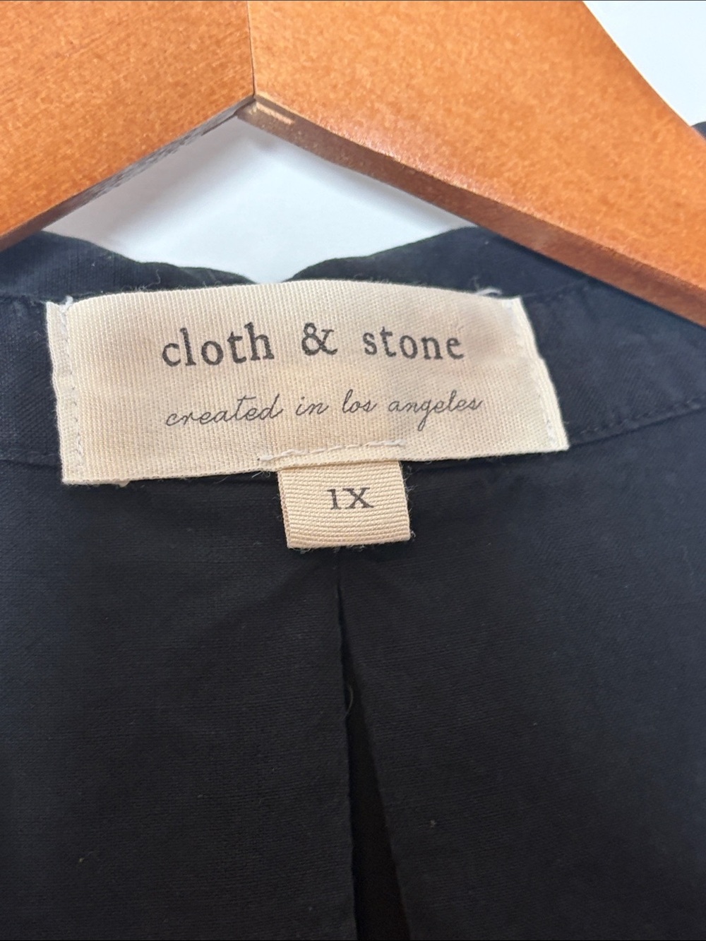 cloth & stone Black Sleeveless Button-Front Utility Shirt size 1X - Picture 2 of 6